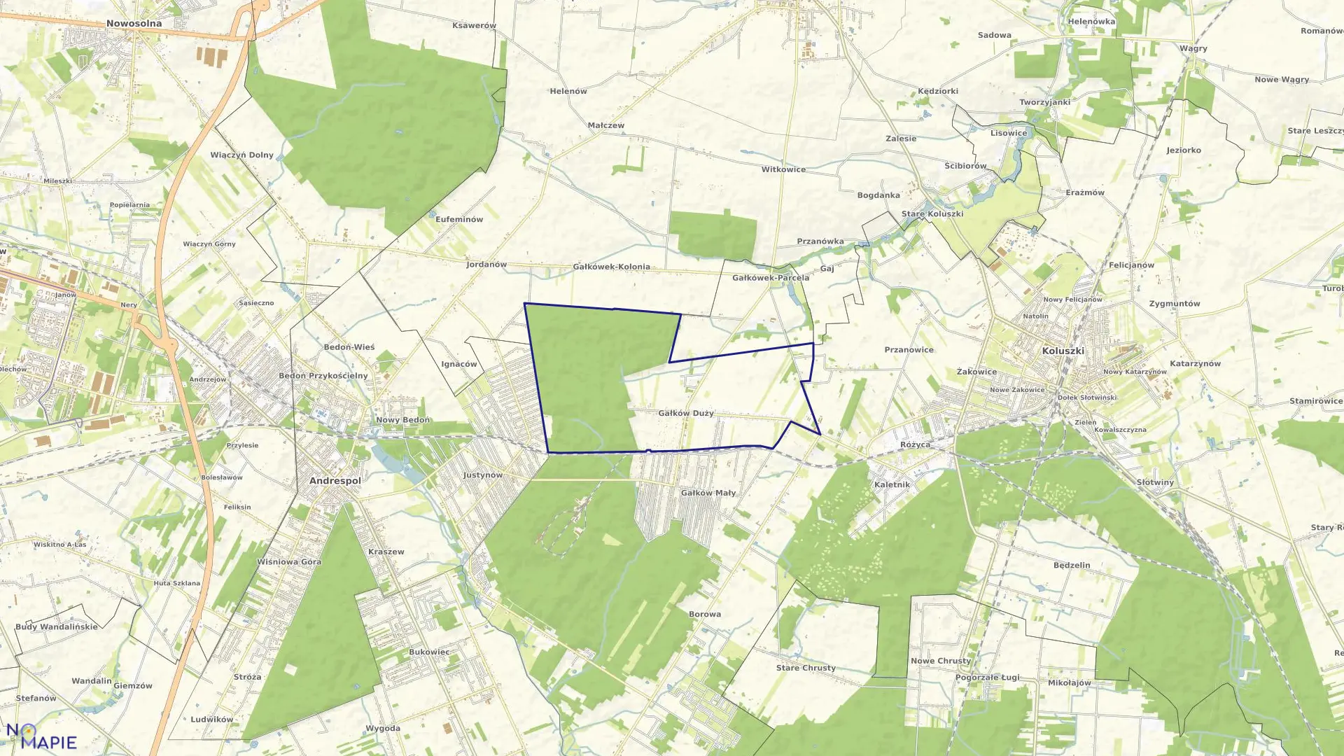 Mapa obrębu GAŁKÓW DUŻY w gminie Koluszki