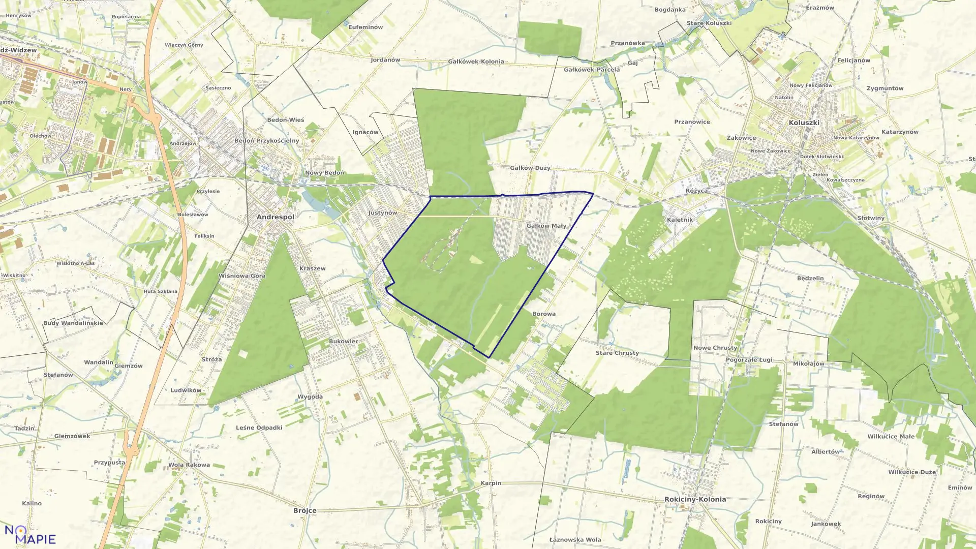 Mapa obrębu GAŁKÓW MAŁY w gminie Koluszki