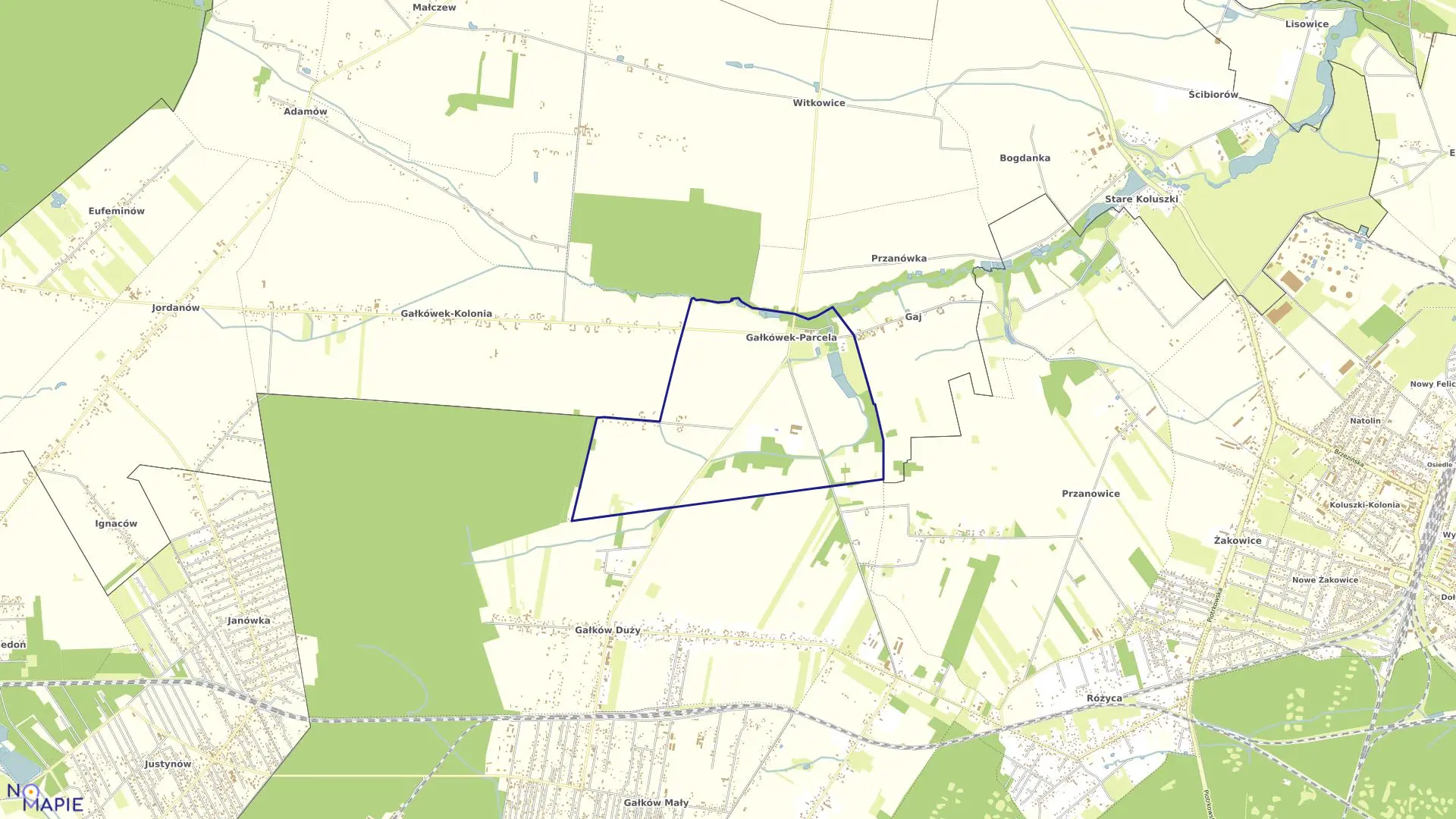 Mapa obrębu GAŁKÓW PARCELA w gminie Koluszki