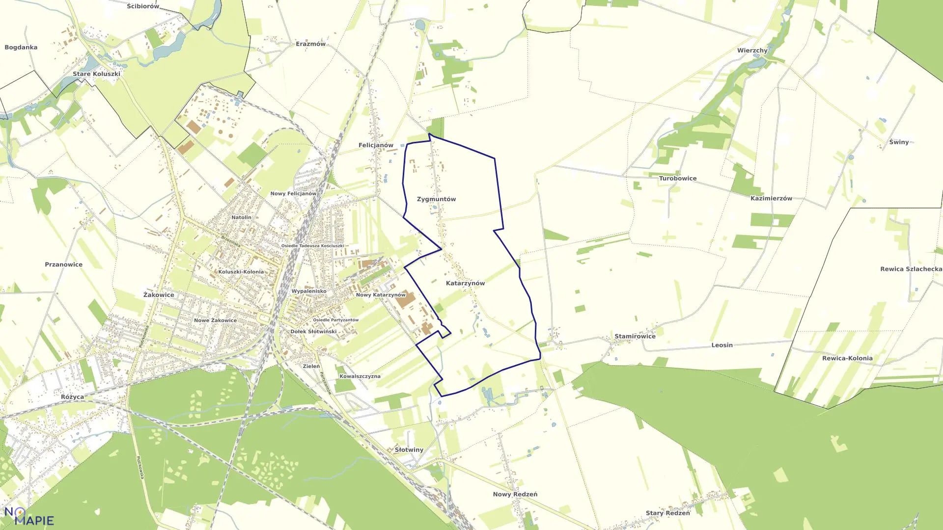 Mapa obrębu KATARZYNÓW w gminie Koluszki