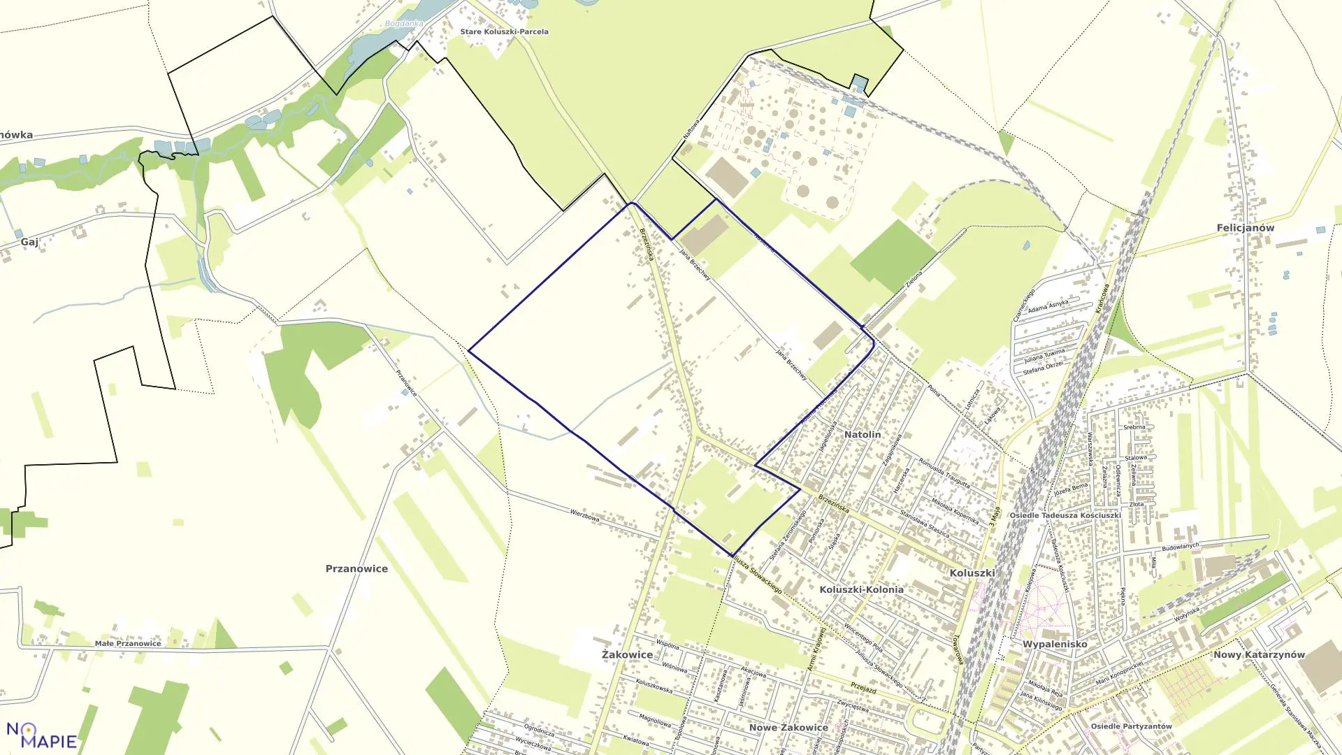 Mapa obrębu OBRĘB 1 w gminie Koluszki